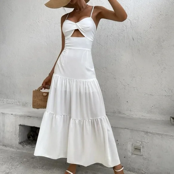 Boho white cutout cami maxi dress - Picture 5 of 5